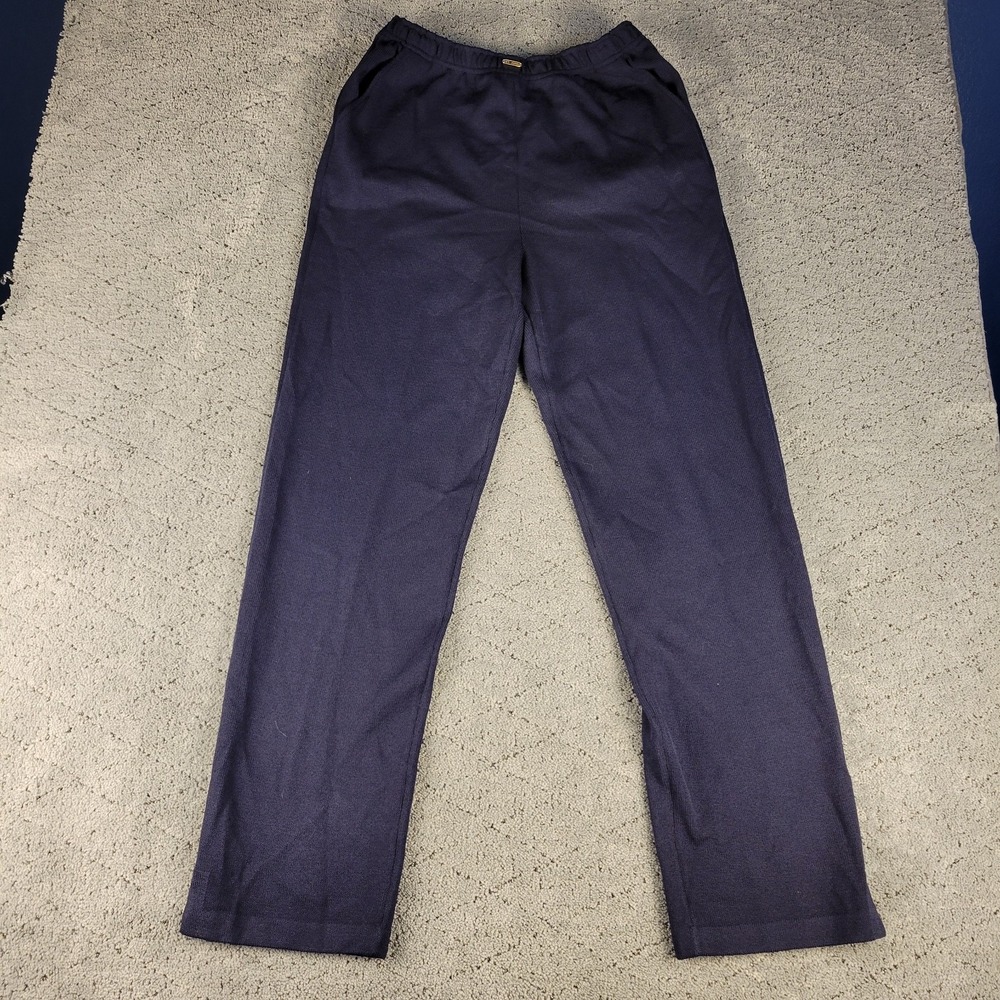 St. John Sport By Marie Gray Pants Womens M Blue Wool Blend High Rise Straight